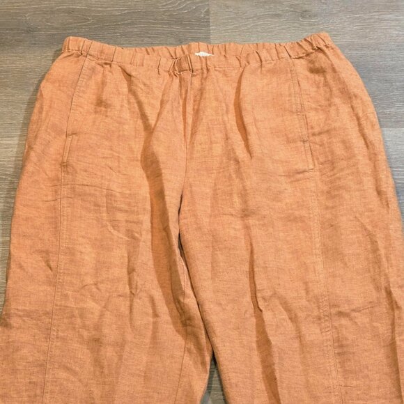 Eileen Fisher Womens Large 100% Organic Linen Lantern Pants Ankle Elastic Waist - Picture 2 of 8
